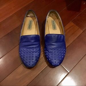 Steve Madden royal blue leather studded loafers